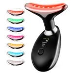 Neck Face Massager Face Sculpting Tool 7 Color Modes and Vibration for Facial Massager for Double Chin (Black)