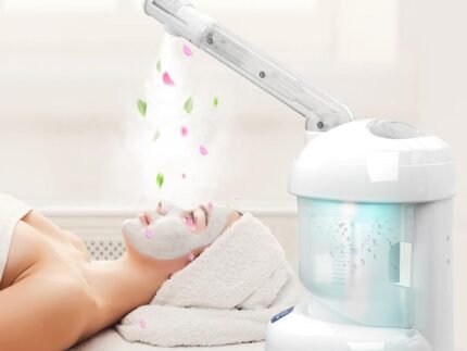 Nisperos Nano Ionic Facial Steamer – 360° Rotatable Sprayer – 40 Minutes Warm Mist – Humidifier – Professional Face Steamer for Facial Deep Cleaning (White)