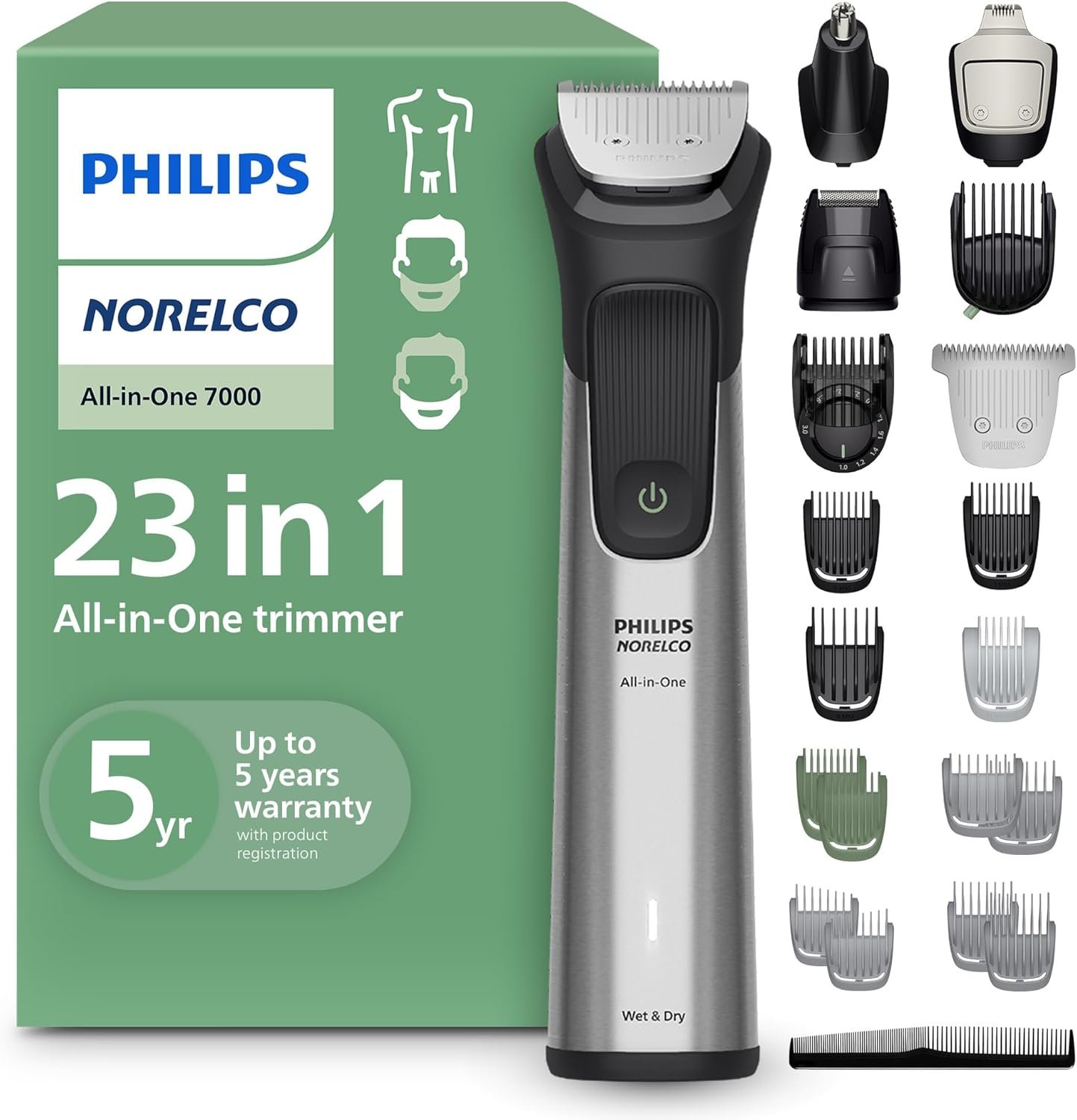 Norelco Philips All-in-One 7000 23-in-1 Trimmer, Face, Hair & Body, Steel Norelco Philips All-in-One 7000 23-in-1 Trimmer, Face, Hair & Body, Steel