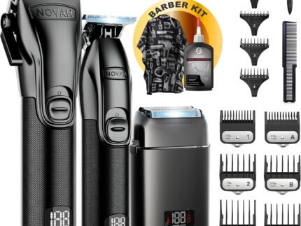 Novah Professional Barber Clippers and Trimmer Set - Foil Shaver Professional Hair Clippers for Men, Mens Cordless Hair Clipper for Barbers Haircut Kit, Fade