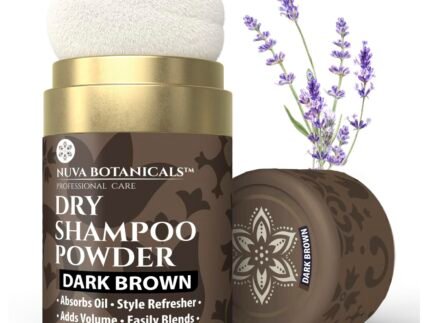 Nuva Botanicals Non-Aerosol Dry Shampoo Powder – Dark Brown – 0.42 oz