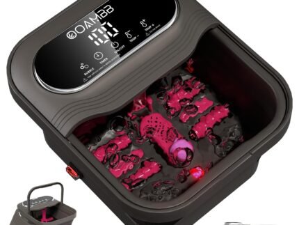 OOAMBB Collapsible Foot Spa with Heat, Bubble and Temp Control, Foot Bath Massager with XL Touch Screen and Massage Rollers, Foot Soaking Tub, Pedicure Foot spa for Stress Relief (Grey)