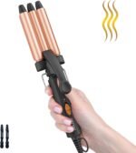 ORYNNE Crimper Hair Tool for Short Hair, 1/2 Inch Mini Crimper for Tight Beach Waves, Mini 3 Barrel Curling Iron with Argan Oil Infused, Beach Waves Curling Iron, Easy to Use