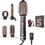OUDIM 5-in-1 Hot Air Styler & Hair Dryer Brush, 1200W Ionic Multi-Styler for Fast Drying, Smooth Blowouts, Volumizing & Curling, 5 Attachments, 3 Heat Settings, Black/Rose Gold