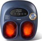 PHILIPS Foot Massager with Heat, Shiatsu Kneading & Air Compression, Blue