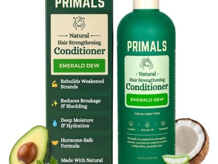 PRIMALS Hair Strengthening Conditioner – Creatine, Biotin & Avocado Oil – Silicone Free Detangling Formula – Natural Ingredients – Men & Women – No Artificial Fragrance, Parabens or Dyes – 13.5 Fl Oz