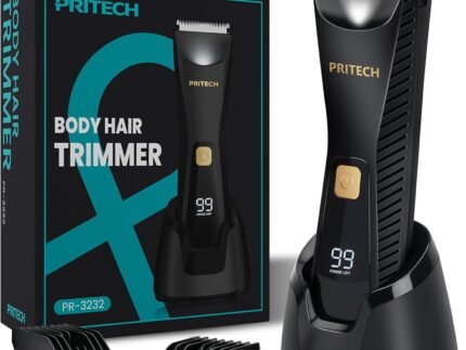 PRITECH Manscape Body Hair Trimmer – Waterproof Pubic Hair Ball Trimmer, Ceramic Blade Shavers Electric Razors for Men with USB-C Charging, Wet/Dry Use, Nick-Free Mens Grooming Kits, Gifts for Men
