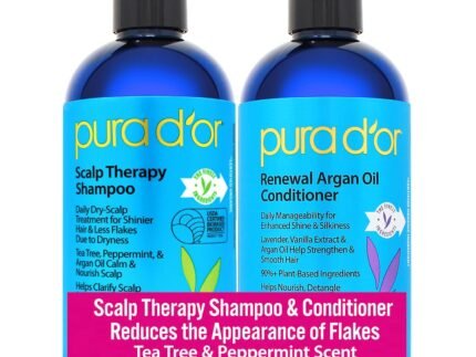 PURA D’OR Scalp Therapy Shampoo & Conditioner Set for Dryness, 16oz x2