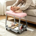 Pedicure Foot Rest with Wheels for Nail Art Techs & Home (Pink)