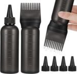Pimoys 2 Pcs Root Comb Hair Dye Oil Applicator Bottles For Scalp, Black