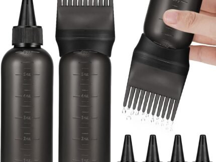 Pimoys 2 Pcs Root Comb Hair Dye Oil Applicator Bottles For Scalp, Black