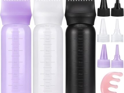 Pimoys 3 Pcs Hair Oil Applicator Bottles for Scalp Root Comb Dye Squeeze