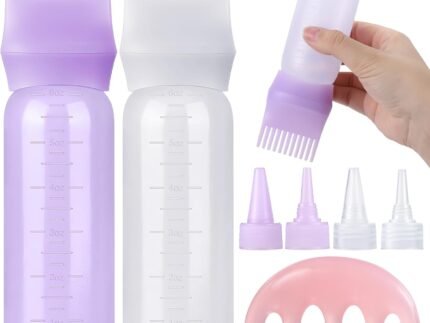 Pimoys Root Comb Hair Dye Oil Applicator Bottles For Scalp, Purple White