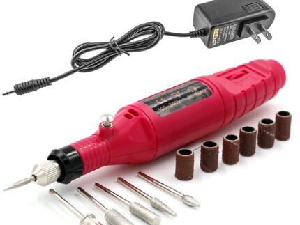 Pinkiou Portable Electric Nail Drill Set Pen Sander Polish Machine Acrylic Gel Removal Manicure Filer Kit with 6 Nail Drill Bits Pedicure Efile Rotary Carver Nail Art Tools