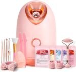 Pjordo Facial Steamer Spa Kit with 17 Skin Care Tools, Nano Ionic Face Steamer for Deep Cleaning Unclogs Pores, Warm Mist Humidifier Steamer for Face Home Sauna SPA, Self Care Gifts for Women