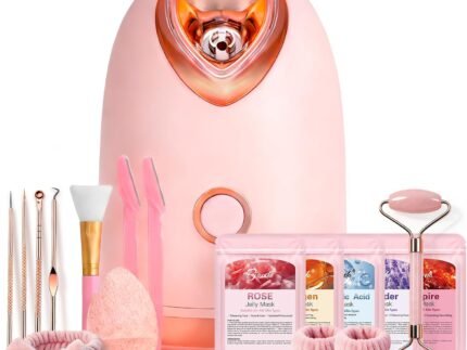 Pjordo Facial Steamer Spa Kit with 17 Skin Care Tools, Nano Ionic Face Steamer for Deep Cleaning Unclogs Pores, Warm Mist Humidifier Steamer for Face Home Sauna SPA, Self Care Gifts for Women