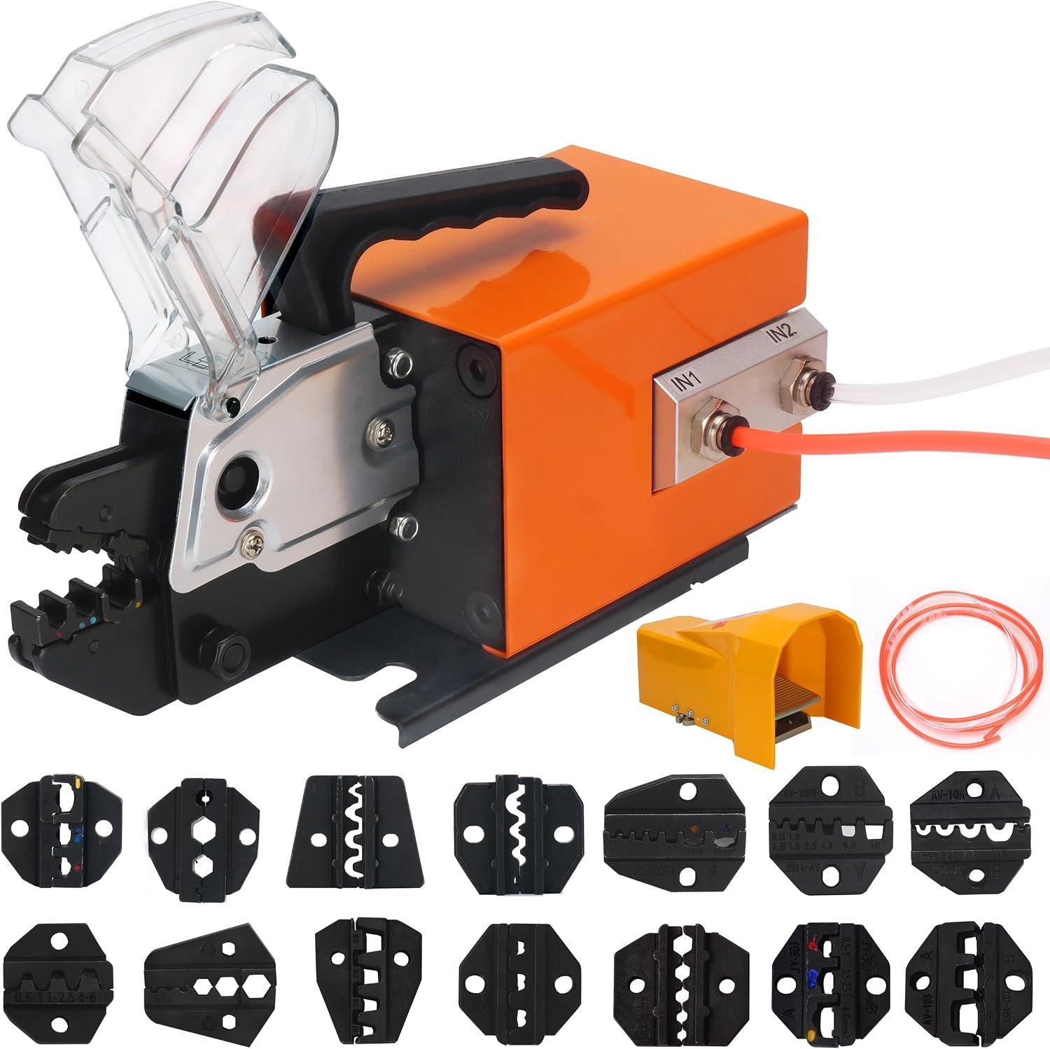 Pneumatic Crimping Tool Multifunction Pneumatic Crimper Plier Machine AM-10 Air Powered Wire Crimper Suitable For Many Kinds Of Terminals with 14 Die Sets Pneumatic Crimping Tool Multifunction Pneumatic Crimper Plier Machine AM-10 Air Powered Wire Crimper Suitable For Many Kinds Of Terminals with 14 Die Sets