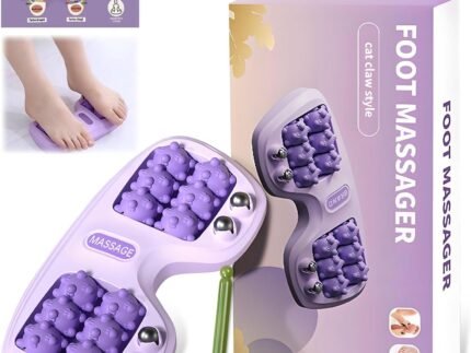 Portable Double Foot Massage Roller for Plantar Fasciitis Relief, Dual Acupressure Therapy for Pain & Stress Relief, Reflexology Tool for Improved Circulation at Home or Office (Purple)