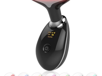 Portable Face Beauty Device, 7 Color Portable Face Massager Tool for Skin Care, Based on Triple Action LED, Thermal, and Vibration Technologies, at Home Skin Care Face Sculpting Tool(Glossy Black)