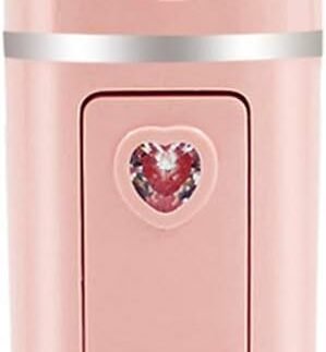 Portable Nano Facial Mister Mini Facial Steamer Atomization Eyelash Extensions with Mirror & 20ml Visual Water Tank (Pink)