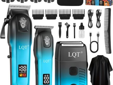 Professional Hair Clippers for Men, Cordless Barber Clippers with Precision Trimmer and Dual Foil Shaver,LED Display, Electric Hair Cutting Machine, Men’s Grooming Kit, Gift for Him