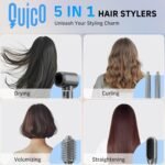 Quico 5 in 1 Blow Dryer Brush Set, Hot Hair Styler with Rotating Curling