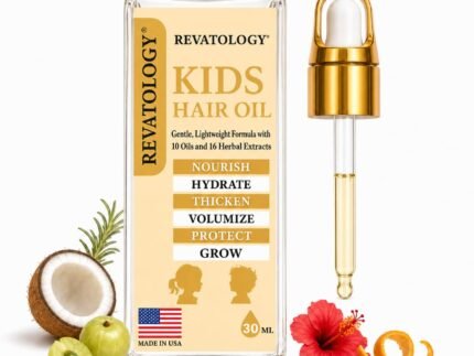 REVATOLOGY Kids Hair Growth Oil for Toddlers and Babies, 26 Botanicals Scalp Treatment with Rosemary, Castor and Amla, for Curly Wavy Textured Hair, Dry Itchy Scalp, Made in USA