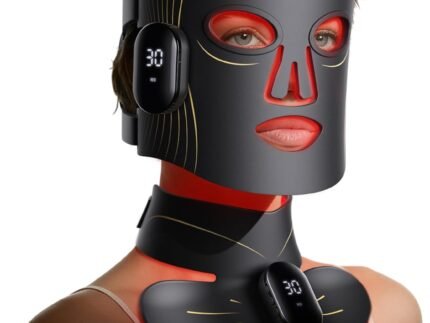 Red Light Therapy Mask for Face & Neck, Wireless LED Face Mask, 4 Modes