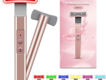 Red Light Therapy for Face, 6 in 1 LED Light Therapy Eye Equipment for Skin,Face Wand with Facial Massager, Skincare Facial Wand,Vibration, Thermal, Microcurrent，Portable Beauty Tools