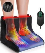 Red Light Therapy for Feet with Heat & Pulse, 180 Tri-Chips LEDs 660nm & 850nm, 5 Light Intensities & 10/40HZ Pulse, 10-90 Min Timer, Foldable Infrared Light Feet Wrap for Ankle Heel, Blue