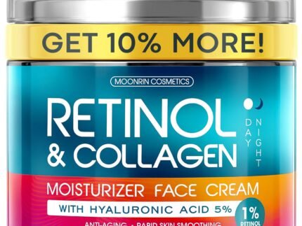 Retinol Cream for Face with Hyaluronic Acid, Day-Night Anti-Aging Moisturizer for Women, Men, Collagen Cream for Face Reduces Wrinkles, Dryness, 1.85 Oz