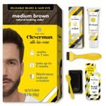 Reusable Hair & Beard Dye for Men – Medium Brown | Up to 5 Uses, 7 Minutes | Natural Gray Coverage, No-Drip Cream with SkinArmour – Cleverman