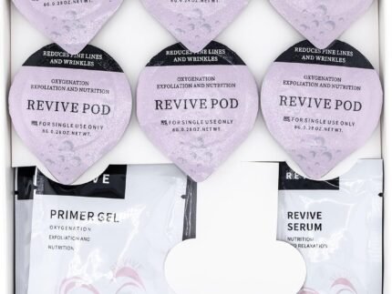 Revive Pods – Oxygen Facial CO2 Therapy, Home Facial, 6 Pods + 6 Primer Gel + 6 Serum After Treatment (New Formula Less Foam)