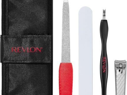Revlon Manicure Essentials Kit with Travel Case, Black, 4 Count