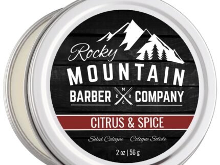 Rocky Mountain Barber Company Citrus and Spice Solid Cologne for Men, 2 oz