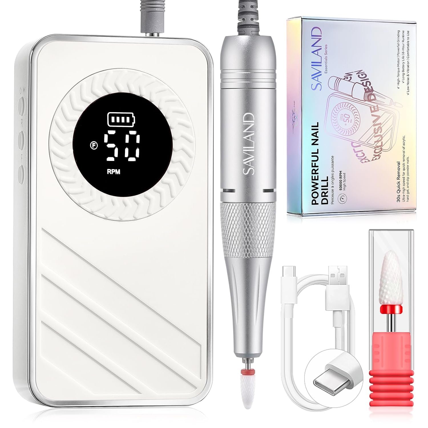 SAVILAND 30S Fast Removal Electric Nail Drills 50000 RPM for SAVILAND 30S Fast Removal Electric Nail Drills 50000 RPM for Acrylic Nails