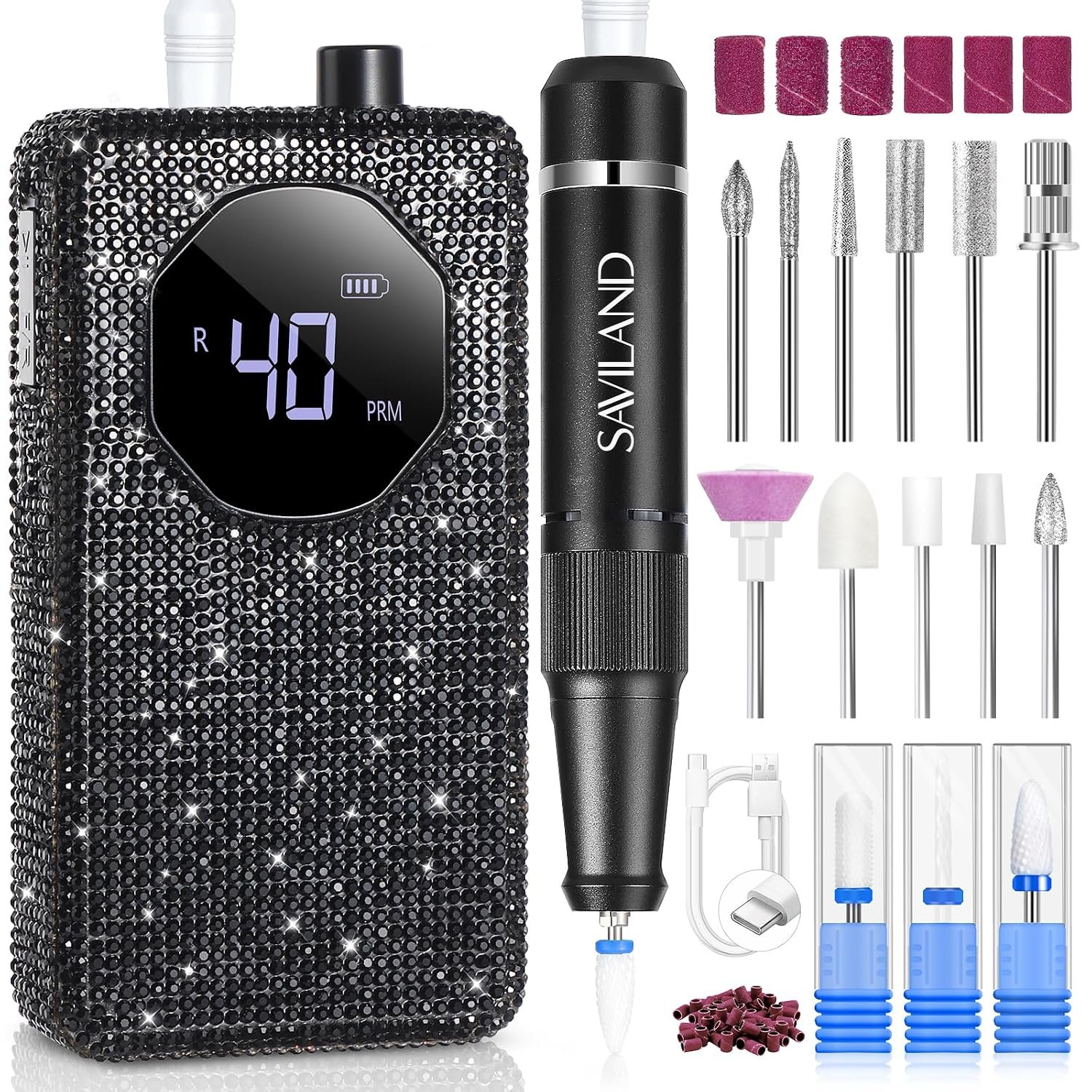 SAVILAND Professional Nail Drill 40000 RPM for Quick Gel Removal SAVILAND Professional Nail Drill 40000 RPM for Quick Gel Removal Salon Home
