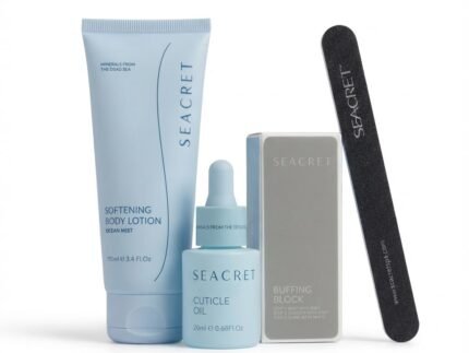 SEACRET Nail Care Collection – Dead Sea Mineral Manicure Kit with Nail File, 3-Way Buffer, Cuticle Oil, Body Lotion for DIY Home Manicure & Pedicure, Buffer Nail File, Nail Buffer, Nail Care Kit