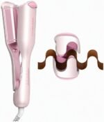 SHEGLAM Pink Beach Wave Hair Waver 0.75 inch – Lightweight Dual Voltage Crimper for Women, Smart Timer Double Barrel Tool with Adjustable Temps & Anti-Scald for Mermaid Waves on Short Hair