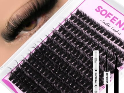 SOFENIDA Lash Clusters Kit 80D Lash Clusters Kit 10-18mm Volume Eyelash Clusters D Curly Cluster Eyelash Extensions 3D Wispy Lashes Cluster DIY Lash Extension Kit(80D-10-18MIX Thick Kit)
