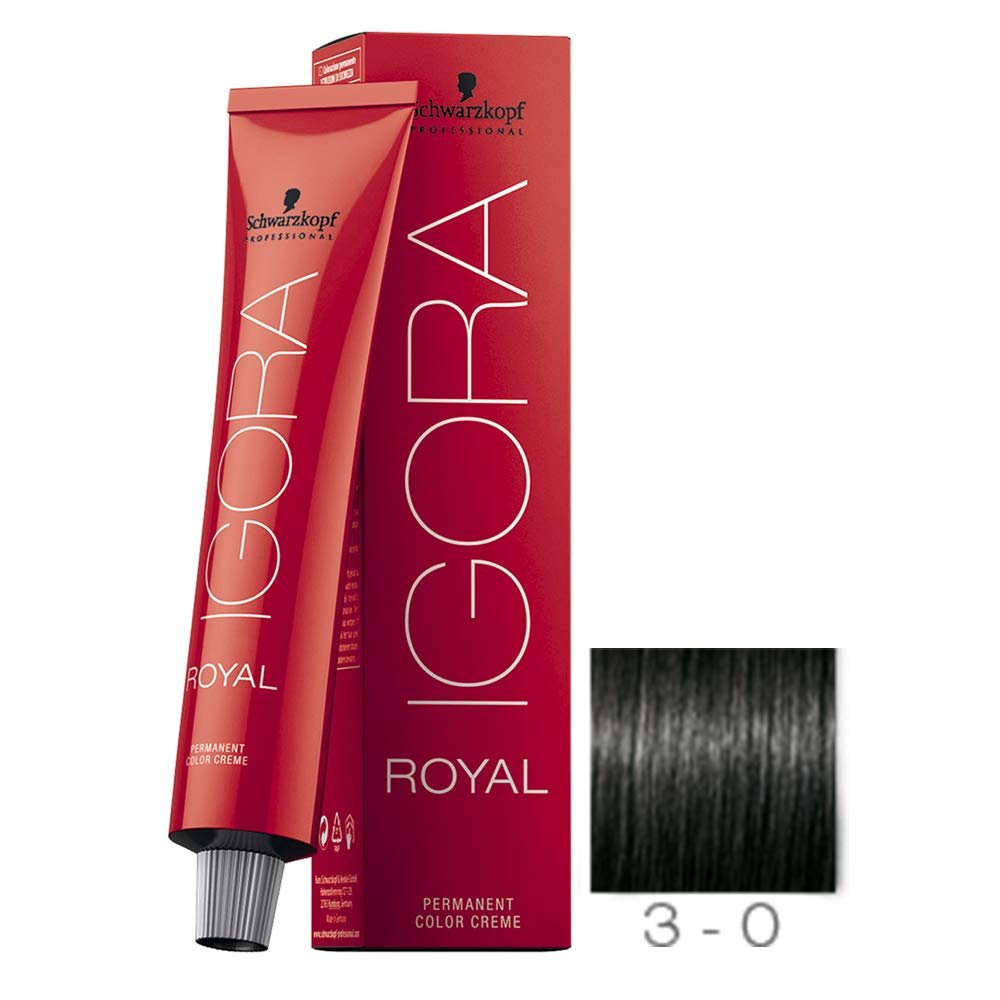 Schwarzkopf Professional Igora Royal Permanent Color Creme, 3-0, Dark Brown, 60 Gram Schwarzkopf Professional Igora Royal Permanent Color Creme, 3-0, Dark Brown, 60 Gram