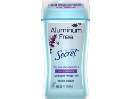 Secret Aluminum Free Deodorant for Women, 72hr Odor Protection, Naturally Derived Ingredients, Free of Parabens Dyes Talc & Baking Soda, PH Balancing Minerals, Dry Solid, Lavender Scent, 2.4 oz
