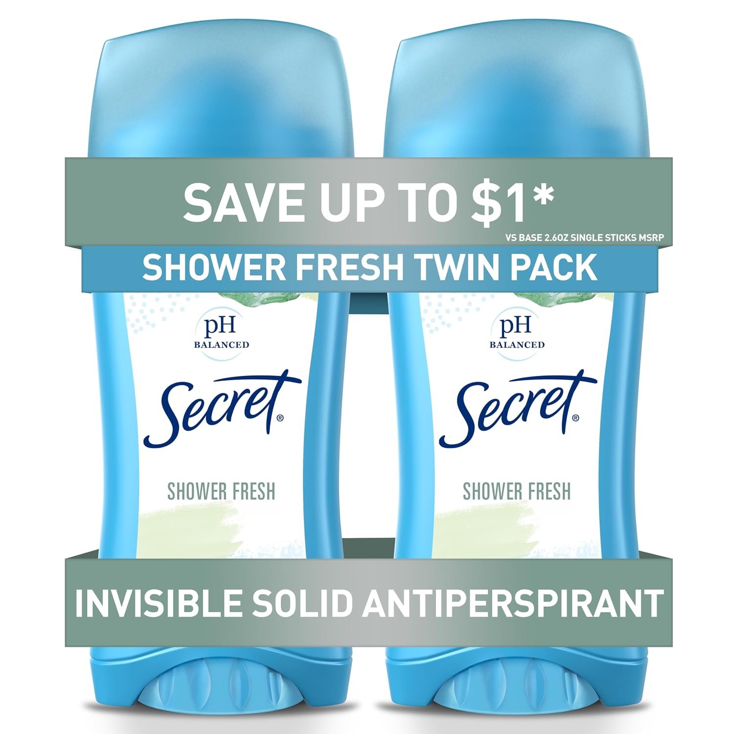 Secret Antiperspirant and Deodorant for Women, 24hr Sweat & Odor Protection, PH Balanced Protection, Gentle on Skin, Invisible Solid, Shower Fresh Scent, 2.6 oz (Pack of 2) Secret Antiperspirant and Deodorant for Women, 24hr Sweat & Odor Protection, PH Balanced Protection, Gentle on Skin, Invisible Solid, Shower Fresh Scent, 2.6 oz (Pack of 2)