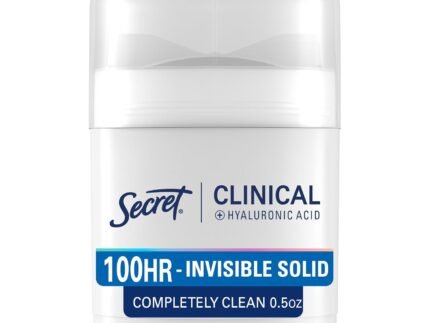 Secret Clinical Strength 100HR Sweat & Odor, Invisible Solid Antiperspirant & Deodorant for Women, 3X Stress Protection with Hyaluronic Acid, PH Balanced, Completely Clean Scent, 0.5 oz