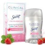 Secret Clinical Strength Antiperspirant Deodorant for Women, 3X Stress Protection, 72hr Sweat & Odor Protection, Pro-Hyaluronic Acid, Invisible Solid, Strawberry Summer Fizz Scent, 1.6 oz
