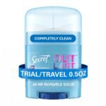 Secret Outlast Antiperspirant Deodorant for Women, 72hr Sweat & Odor Protection, PH Balancing Minerals, Invisible Solid, Completely Clean Scent, Travel Size, 0.5 oz