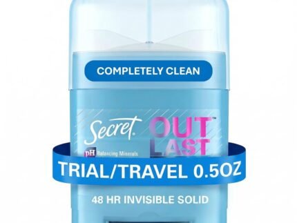 Secret Outlast Antiperspirant Deodorant for Women, 72hr Sweat & Odor Protection, PH Balancing Minerals, Invisible Solid, Completely Clean Scent, Travel Size, 0.5 oz