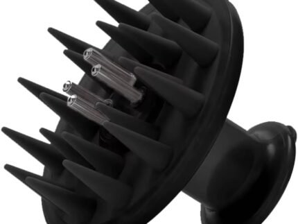 Silicone Hair Oil Applicator Brush with Dispenser, Scalp Massager with Soft Bristles, Root Treatment Comb (Black)