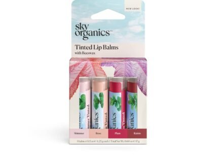 Sky Organics Tinted Beeswax Lip Balms, 4 Shades, Sheer Color & Shine