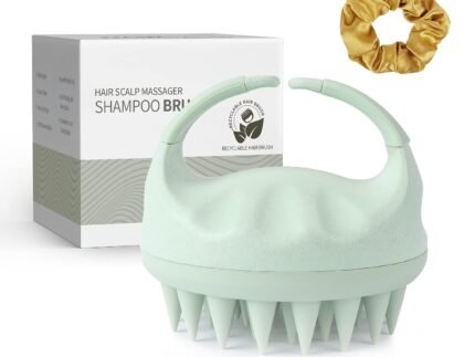 Sndyi Scalp Massager Shampoo Brush, Scalp Scrubber with Soft Silicone Bristles, Scalp Exfoliator for Dandruff Removal, Scalp Massager for Hair Growth, Wet Dry Hair Brush for Scalp Care, Green